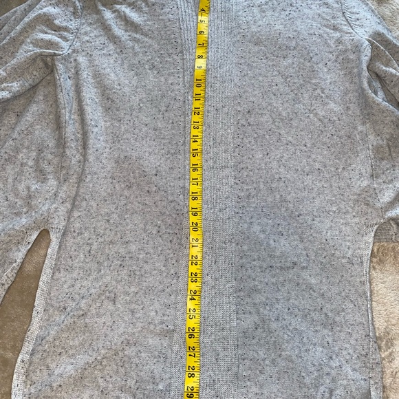 Lou & Grey cotton cardigan sweater Sz S open style asymmetrical hem light grey - Picture 7 of 10